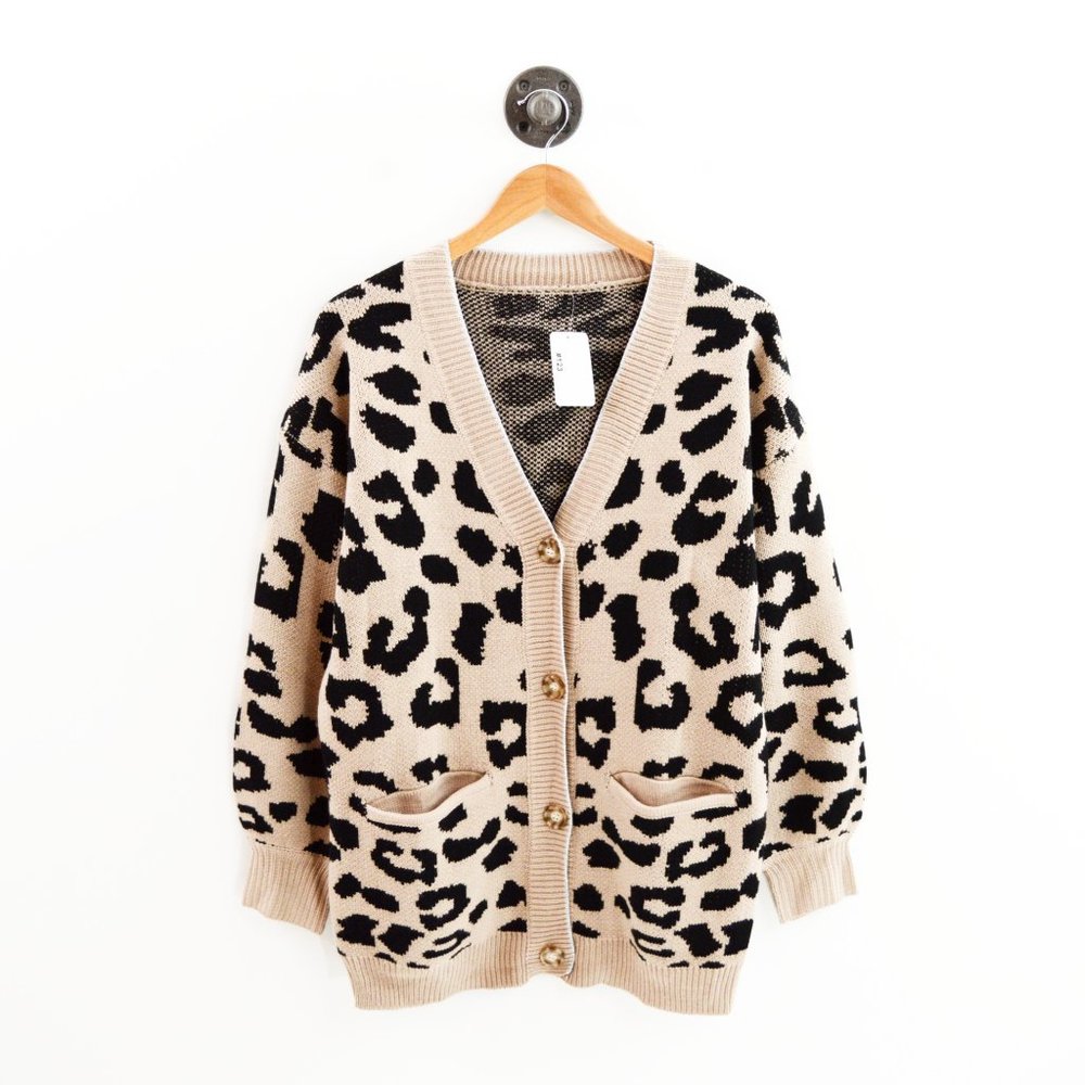 Oversized Leopard Print Cardigan #123-514